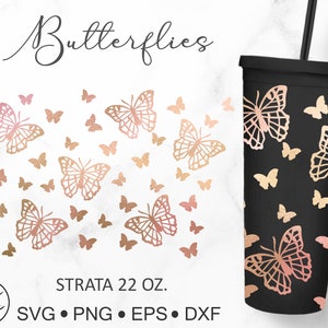 22oz Strata Cup Butterflies Design for Starbucks Cup, Svg Dxf Png File Digital Download