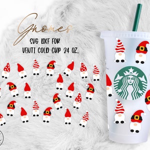 Gnomes • 24oz Venti Cold Cup Cutfile, Svg Dxf Png File Digital Download