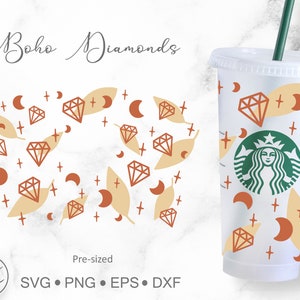 24oz Venti Cold Cup Boho Diamonds for Starbucks Cup, Svg Dxf Png File Digital Download