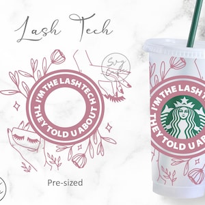 24oz Venti Cold Cup Lash Tech Design for Starbucks Cup, Svg Dxf Png File Digital Download