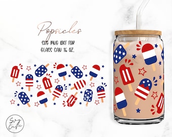 Popsicles • 16oz Glass Can Cutfile, Svg Dxf Png Files Digital Download