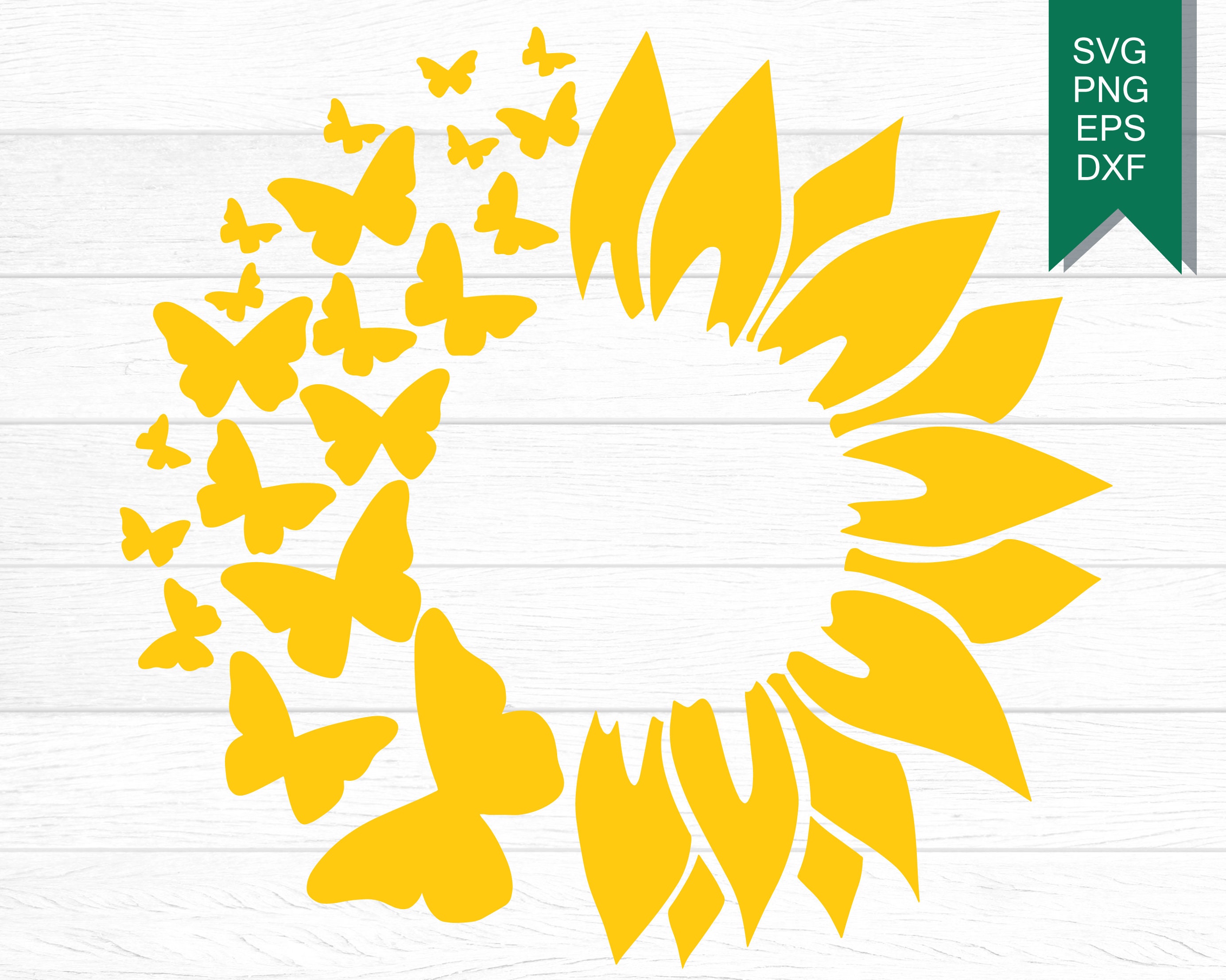 Sunflower Butterfly Svg Cutfile for Cricut Etsy