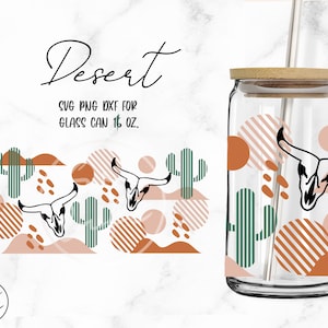 Desert • 16oz Glass Can Cutfile, Svg Dxf Png Files Digital Download