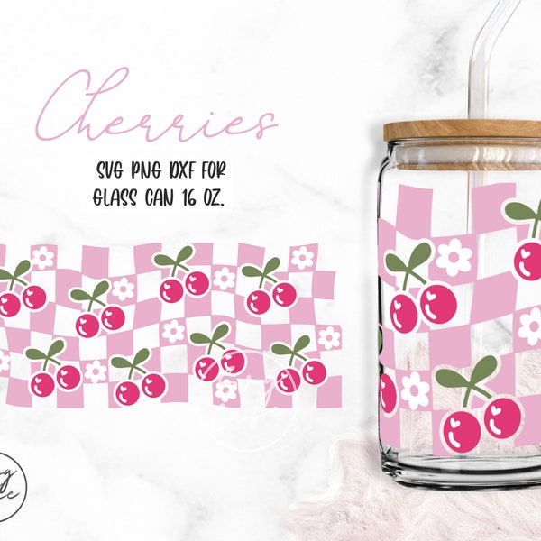 Cherries • 16oz Glass Can Cut File, Svg Dxf Png Files Digital Download