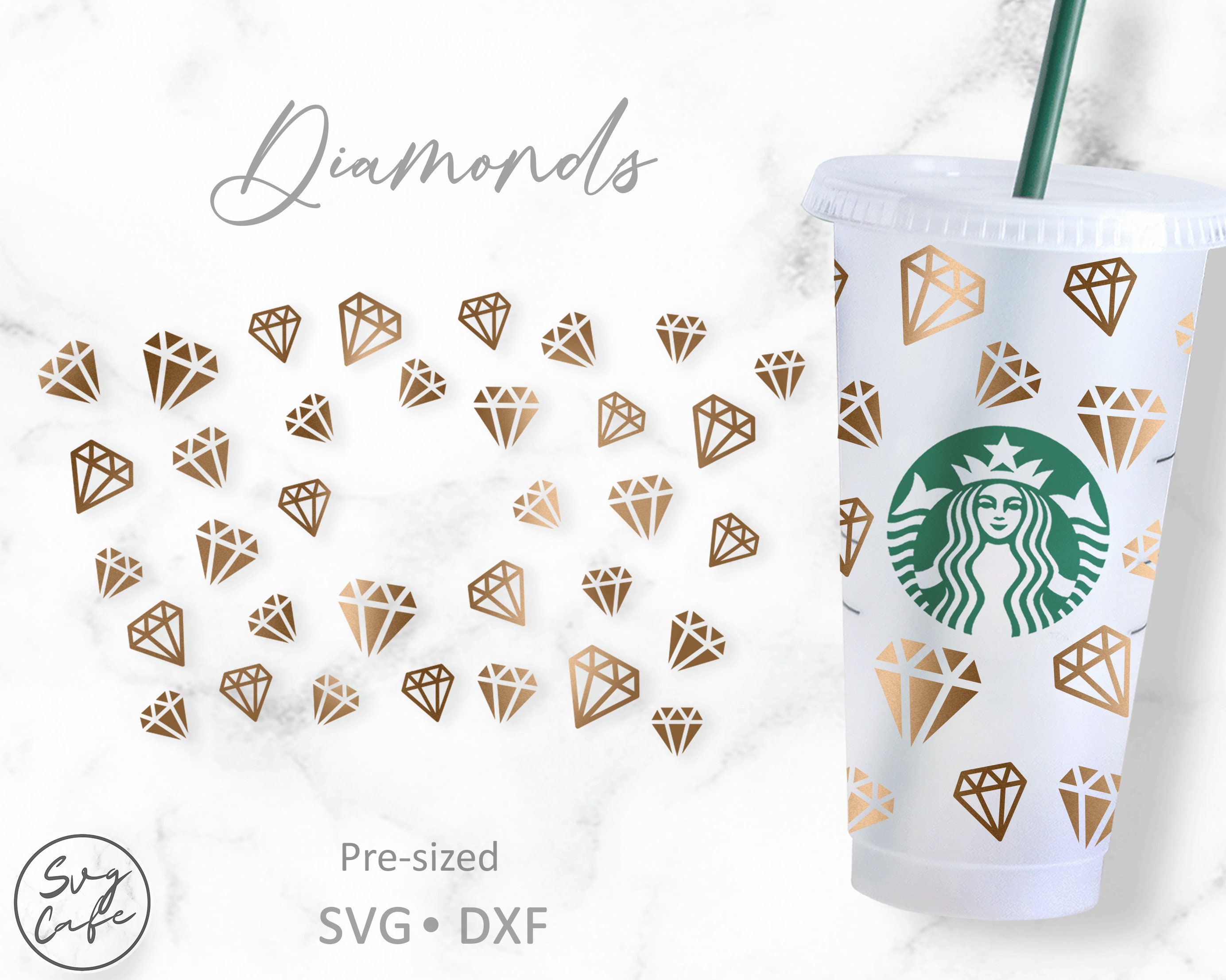 24oz Venti Cold Cup Diamonds for Starbucks Cup, Svg Dxf Png File Digital  Download