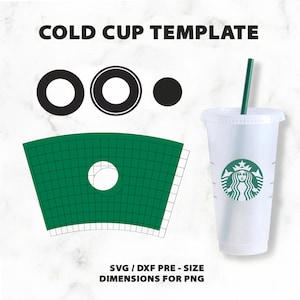 Template Svg Pre-size for Venti Cold Cup 24 oz, Starbucks Cup Svg Png Eps Dxf