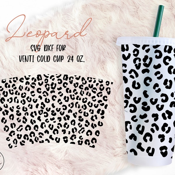 No Hole Leopard Super Seamless Svg für Venti Cold Cup 24 oz.