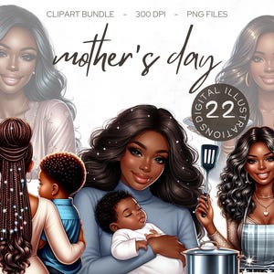 Moederdag png afro meisje clipart, Afro-Amerikaanse clipart, moeder moeder mama clipart, zwarte meid clipart bundel, zwarte meid graphics