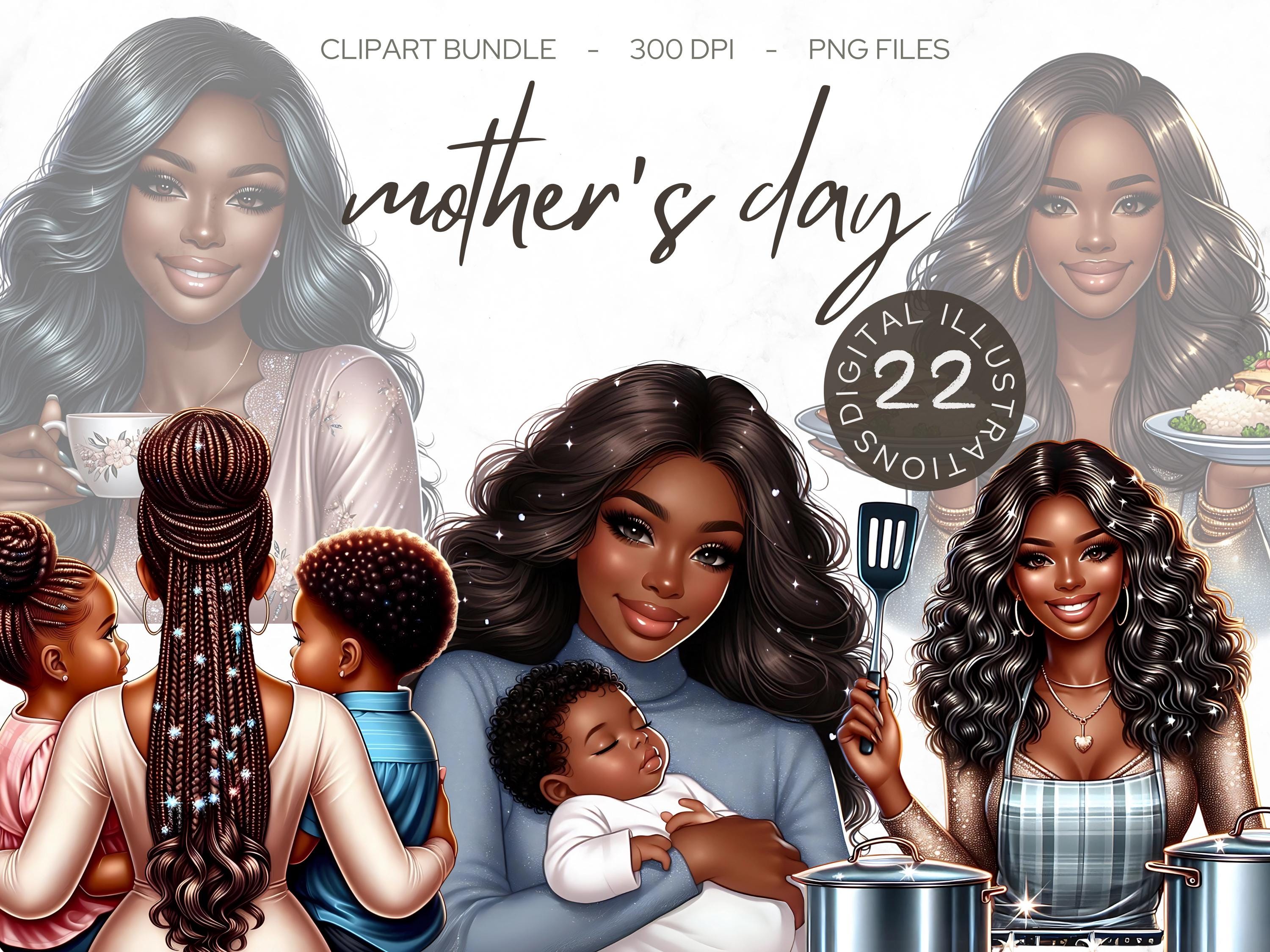 Mothers Day Png Afro Girl Clipart, African American Clipart, Mom Mother ...
