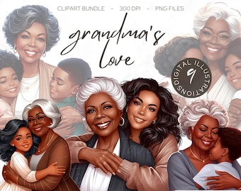 Grandma clipart, grandma png, granny png, grandmother gift, mothers day gift, digital instant download clip art black girl, sublimation png
