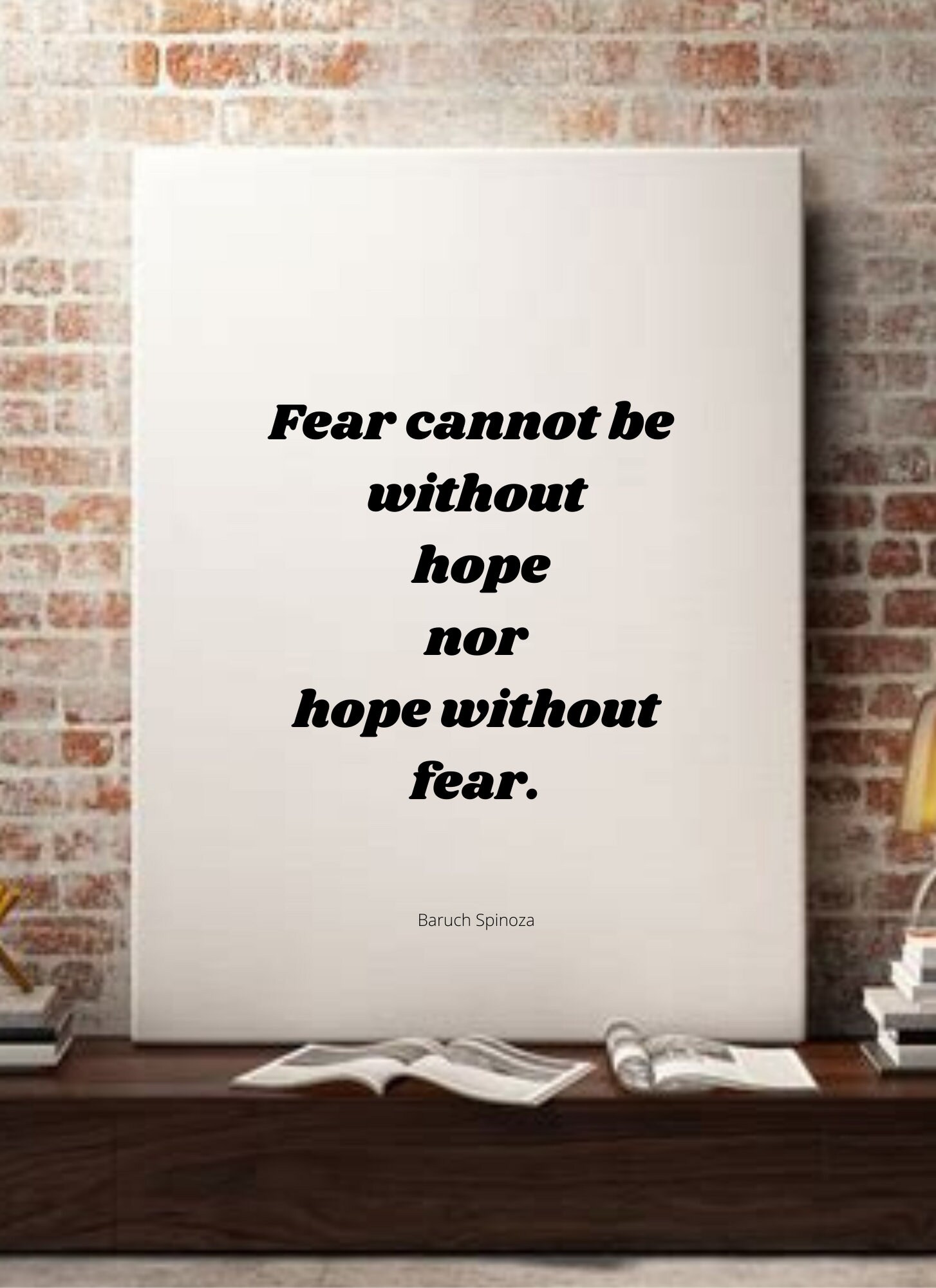Fear cannot be without hope nor hope without fear. Wall sign. Etsy