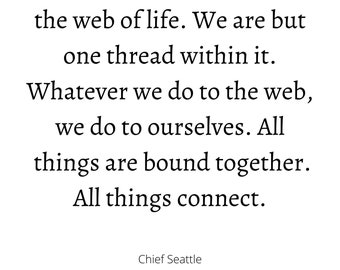 Humankind has not woven the web of life. We are but one thread within it. Wall sign. Inspiring.  Spiritual. 5 sizes. Instant access.