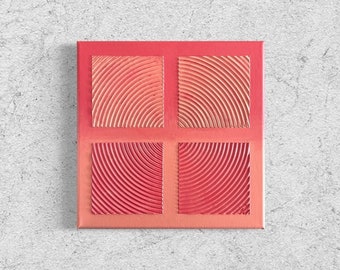 Decoración de pared 3D texturizada en rojo apagado, pintura acrílica minimalista