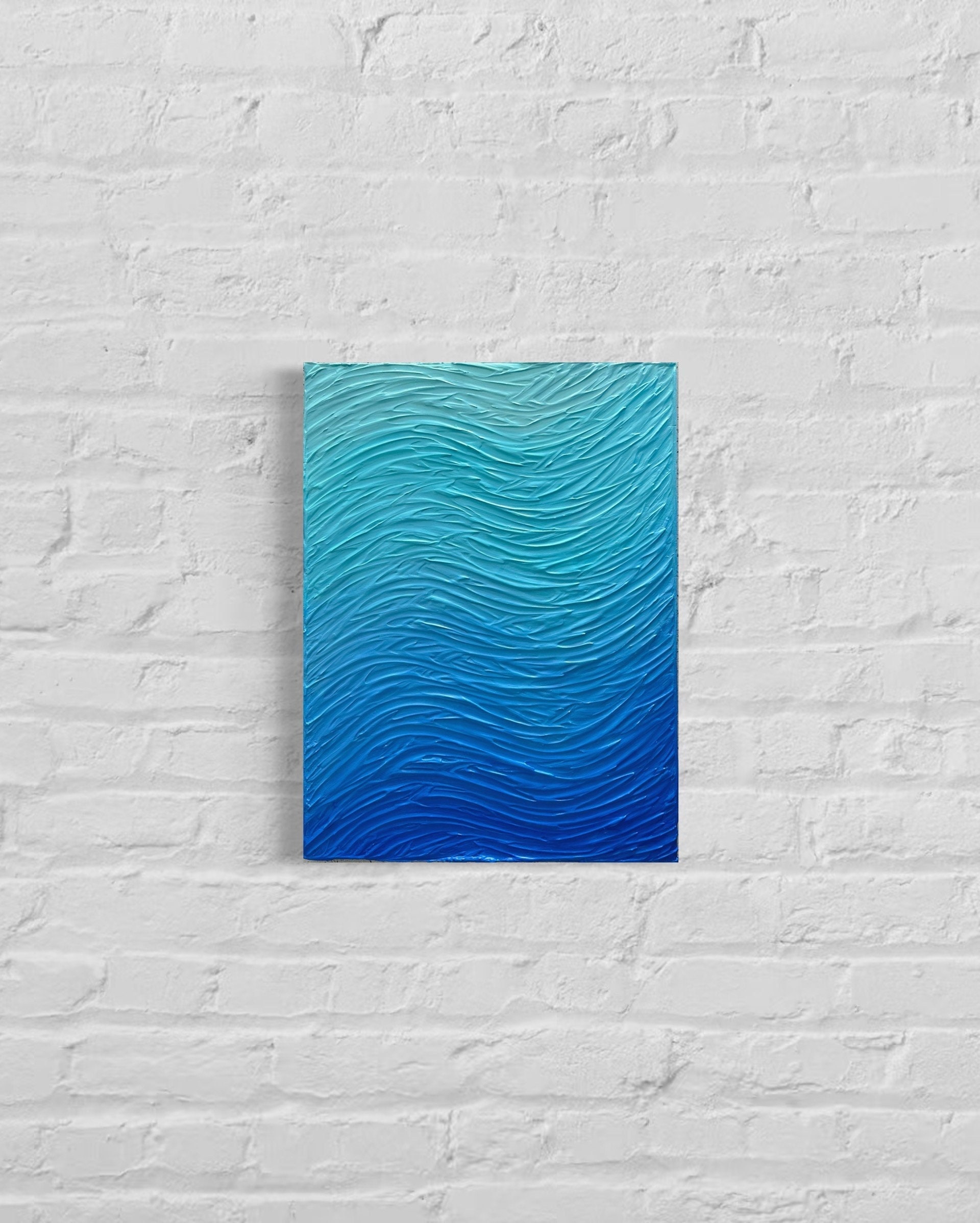 Textured Blue Wave Art Original 3D Hand Painted Deep Ocean Wall Decor ...