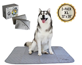 NEW XL Washable Puppy Pads | Dog Pee or Potty Pads | Puppy Essentials | Dog Pee Toilet | 82x97cm-Grey-2 Pack Mat Dog Housebreaking Supplies