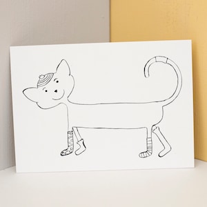 Ausmalpostkarte - "Die Dackelkatze geht spazieren"