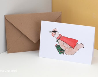 Christmas Card - Hilda the super chicken saves Christmas