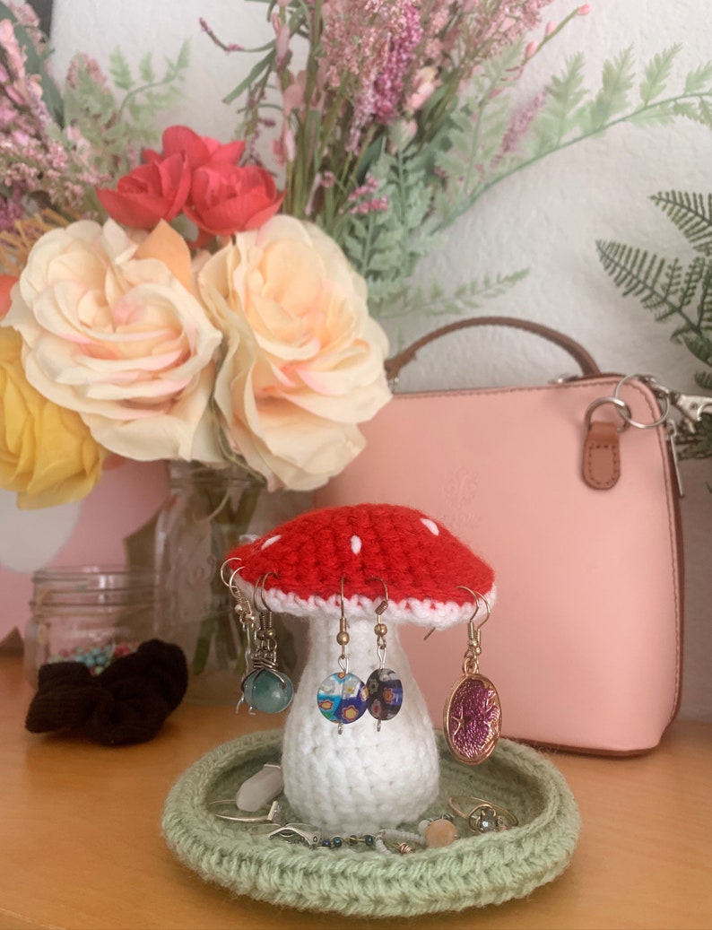 Crochet Mushroom Jewelry Holder/dish for Room and Room Decor Etsy