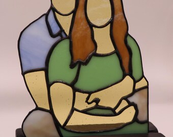 Custom Stained Glass Faceless Portrait: Couples Art Decor