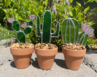 Stained Glass Cacti, Glass Cactus, Gift for Plant Lovers