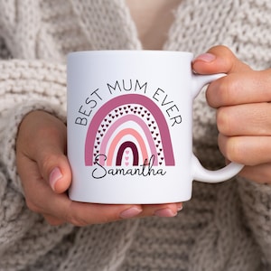 Best Mum Ever Rainbow Mugs, Personalised Name Mug, Christmas Gift for Mum, Birthday Gift for Mum, Mother&#39;s Day Gift, Best Mum Ever