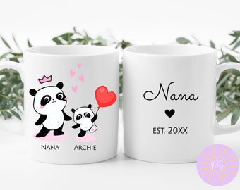 Personalized Nana Mug, Custom Family Established Year, Grandson/Granddaughter Gift