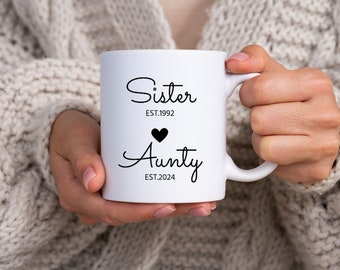 Personalized Aunt Mug: Sister Established Year, Auntie Est. Year