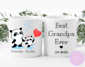 Personalized Grandad Coffee Mug: Panda Design, Custom Message