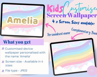 Personalized iPad Wallpaper: Rainbow Glitter Design (Digital Download)