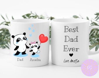Personalized Best Dad Ever Ceramic Mug, Panda Design