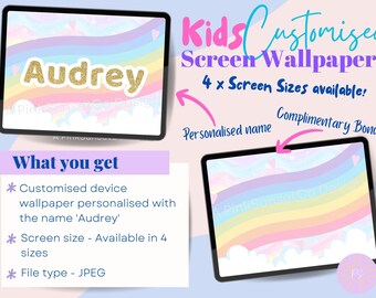 Kids Custom iPad Wallpaper: Rainbow Glitter Design (Digital Download)