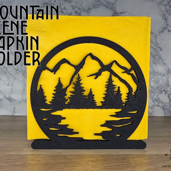 Mountain Scene Napkin Holder, Rustic, Tree, Wilderness, Cabin, Outdoor, Ski Lodge Themed, Landscape, Alpine, Forest, Nature Themed, Snow