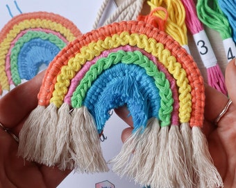 Padrão de arco-íris de macramê - Tutorial de arco-íris de macramê - Decoração de parede de arco-íris de macramê