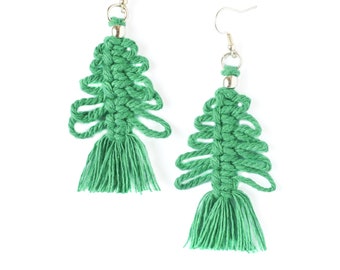 Christmas Tree Macrame Earrings Kit - Macrame Earring Kit - Craft Kit for Adults - Christmas Macrame Kit