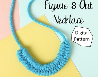 Collana intrecciata fai da te, tutorial sul modello di collana macramè, collana macramè fai da te, collana a forma di 8