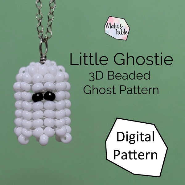 Little Ghostie - Beaded Ghost Pattern - 3D Ghost Beaded Charm