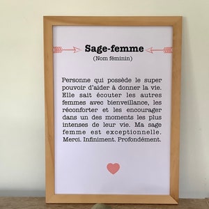 Affiche Sage Femme - Cadeau Sage Femme -  Définition Sage Femme- Affiche à encadrer