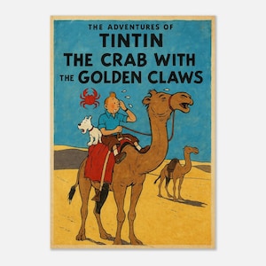 Tintin Crab with the Golden Claws Print – Retro Comic Book Adventure Poster on Premium Matte Paper | Vintage Desert Wall Art