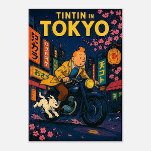 Tintin on Safari Print – Retro Comic Book Wildlife Poster on