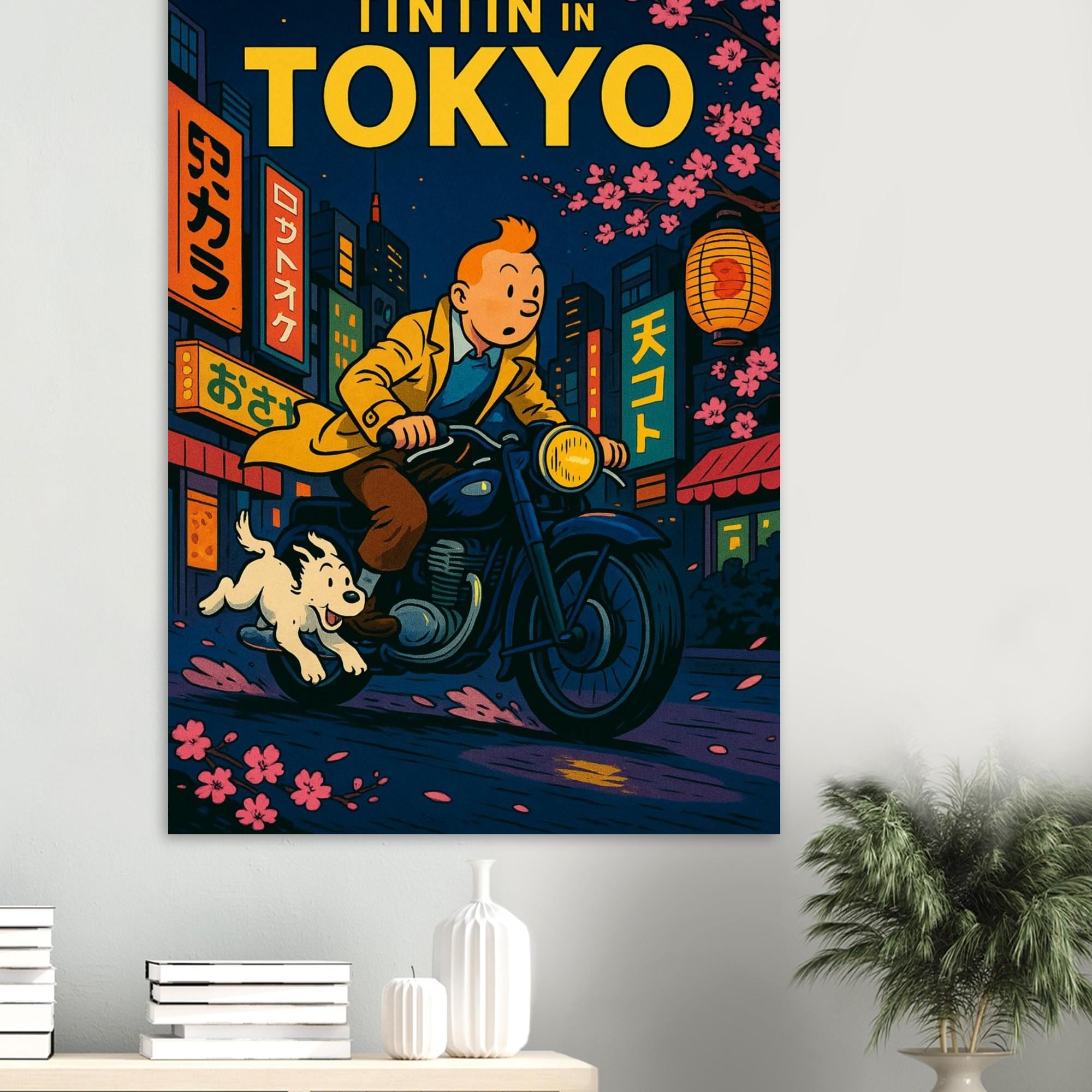 Tintin in Tokyo Print – Retro Comic Book Japan Poster on Premium