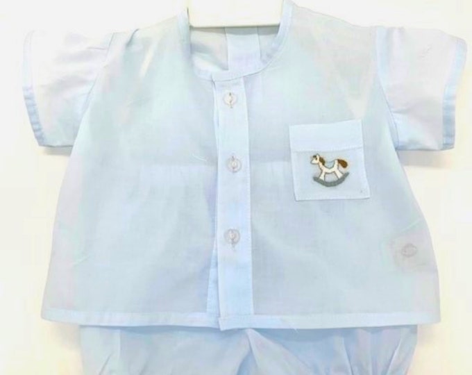 Blue Lamb Print Diaper Set