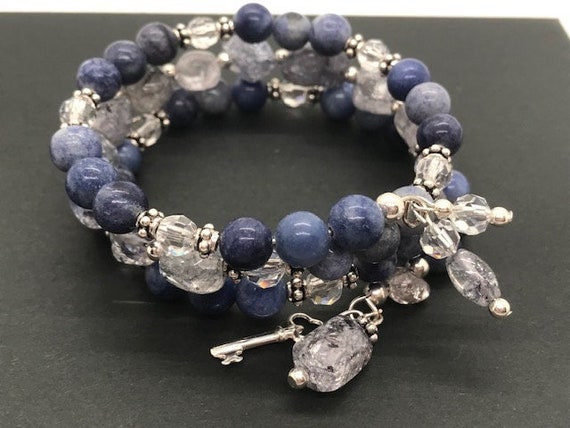 Memory Wire Denim Blue Aventurine, Quartz and Sterling