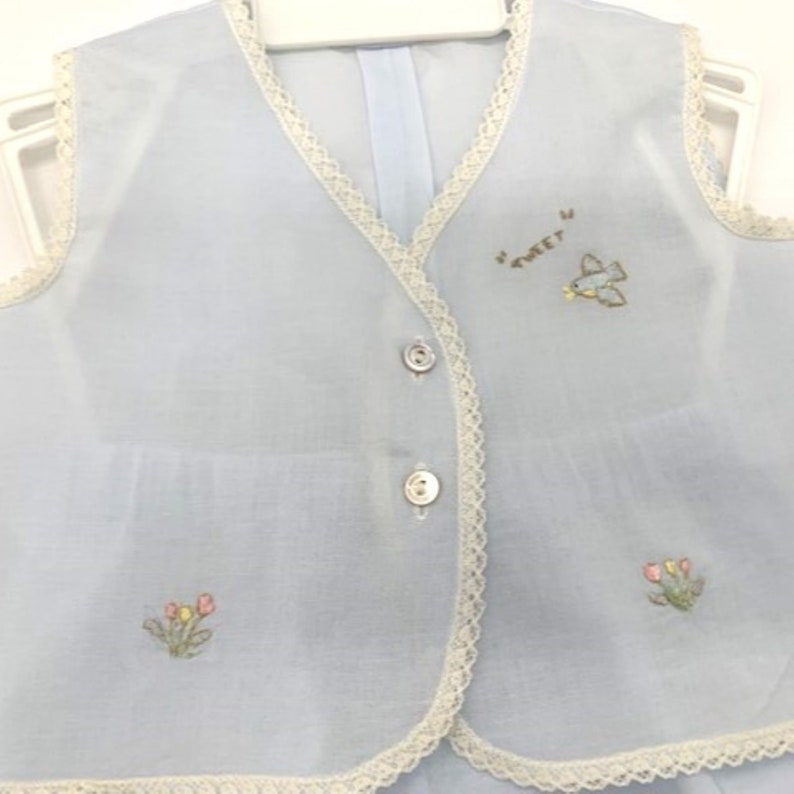 Light Blue Diaper Set With Bird and Flower Embroidery 03 Months Etsy