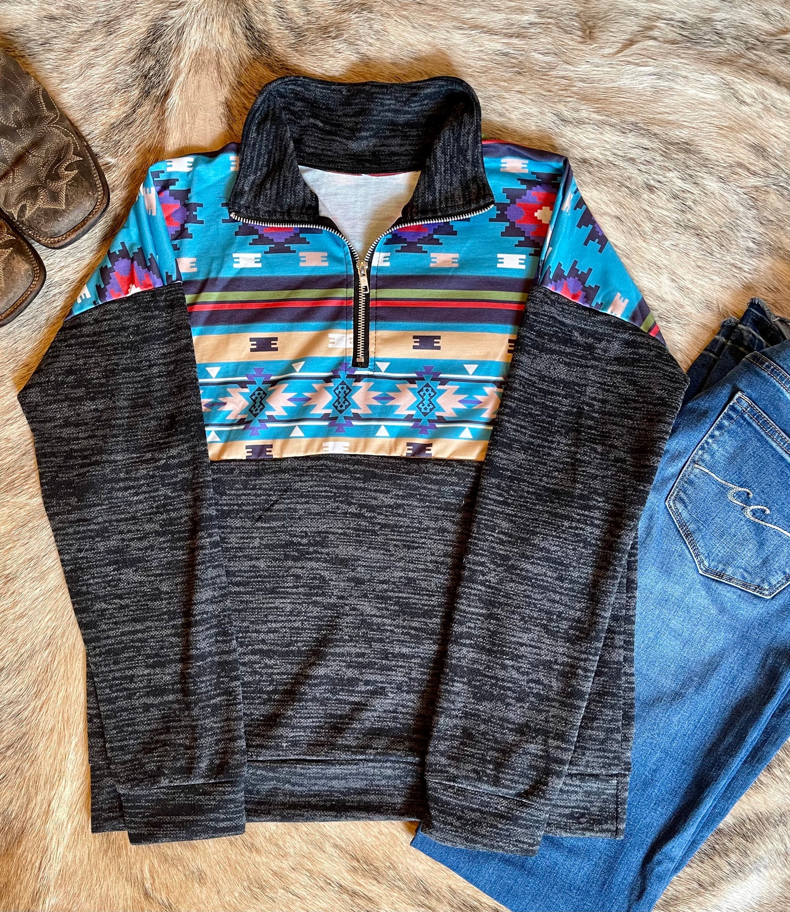 Aztec Long Sleeve Pullover Aztec Sweater Etsy