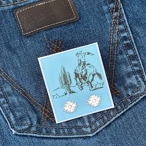 Western Azteken Ohrstecker | 925 Sterling Silber | Cowgirl Geschenke | Boho Schmuck | Cowgirl Schmuck | Cowboy Weihnachten