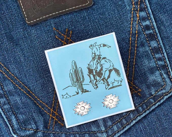 Western Aztec Stud Earrings | 925 Sterling Silver | Cowgirl Gifts | Boho Jewelry | Cowgirl Jewelry | Cowboy Christmas