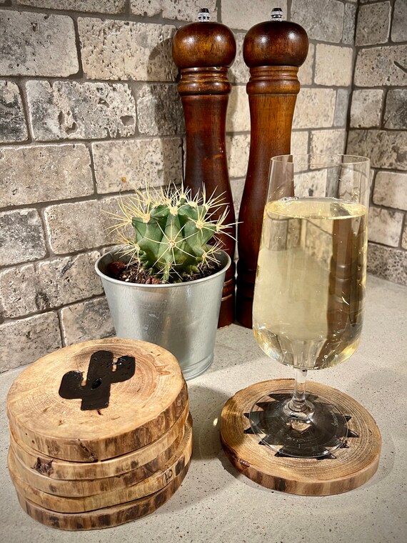 Wooden Coasters Set of 4, Wood Coasters, Wooden Table Decor, Natural Wood  Coasters, Rustic Coasters, Drink Coasters, Coaster Set, Coasters 