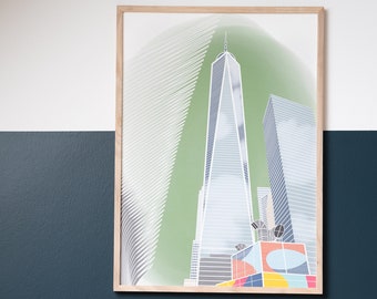 Art Print One World Trade Center, New York, Manhattan, NYC, Big Apple, WTC, Hahnemühle Fine-Art Print, Poster, Watercolor, Minimalist