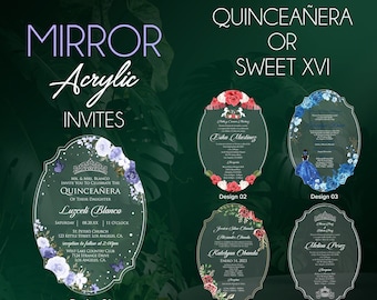 Quinceañera or Sweet Sixteen Acrylic Mirror Invites