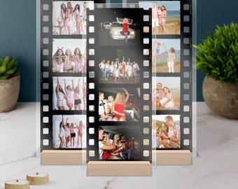 Custom Photo Film Strip Plaque: Acrylic & Wood Keepsake Gift